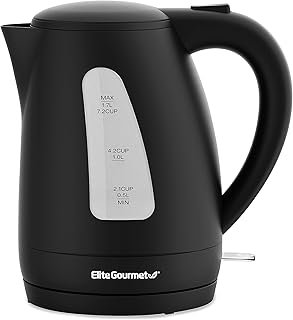 Elite Gourmet EKT8690 1.7L Electric Tea Kettle 1500W Hot Water Heater Boiler BPA-Free, Fast Boil, Water Level Window and A...
