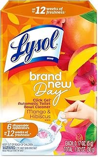 Lysol Click Gel Automatic Toilet Bowl Cleaner, Toilet Gel Stamp, Toilet Freshener, Bathroom Essentials, Refreshing Mango &...