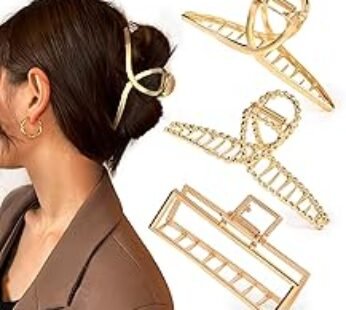 Mehayi 3 PCS Metal Large Claw Clips for Thick Heavy Hair, Strong Hold Big Non-Slip Hair Catch Barrette Jaw Clamp for Long …