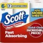 Scott Paper Towels, Choose-A-Sheet, 6 Double Rolls = 12 Regular Rolls (108 Sheets Per Roll)