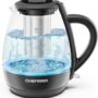 Chefman Electric Kettle with Tea Infuser, Compact 1L (4 Cups), 1500W, Removable Lid for Easy Cleaning, Boil-Dry Protectio...