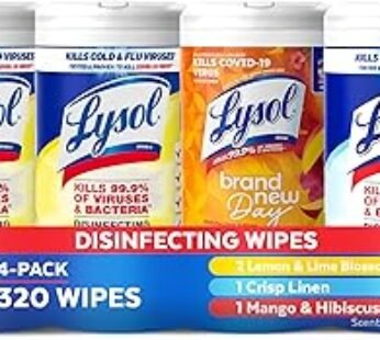 Lysol Disinfecting Wipes Bundle, Home Apartment Dorm Room Essentials and Cleaning Supplies, All Purpose Cleaner, Multi-sur…